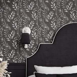 Papel Pintado Botánico en Blanco y Negro