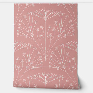 Papel Pintado Botánico floral Umbellifer rosa polvoriento femeni