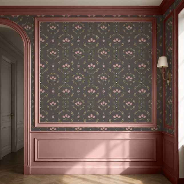 Papel pintado botánico folk escandinavo (Subido por el creador)