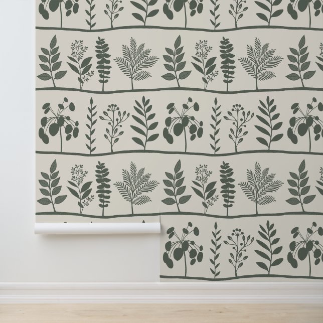 Papel Pintado Botánico Gentle Rhythm XL 1b floral verde oscuro (Solicitud)