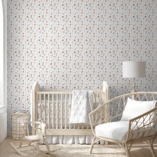 Papel Pintado Botánicos de flores silvestres melocotón y rubor B
