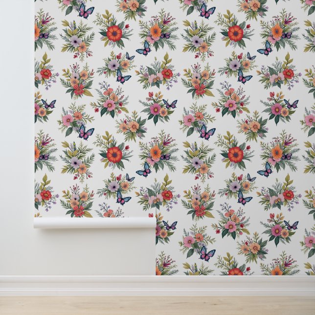 Papel Pintado Bouquets y mariposas (Solicitud)
