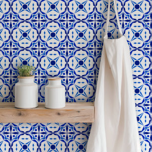 Papel Pintado Bright Blue Mosaic Tile Inspired