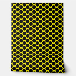 Papel Pintado Bright Yellow with Black Dot Style Textured
