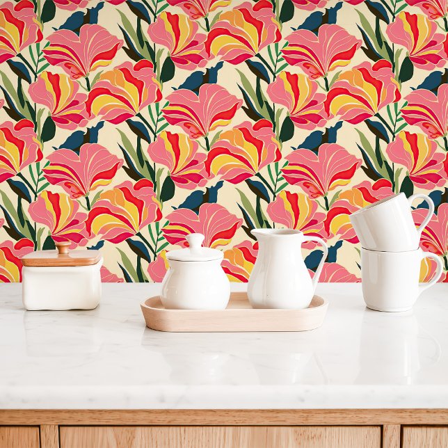 Papel Pintado Brillante Chintz Floral Moderno (Subido por el creador)