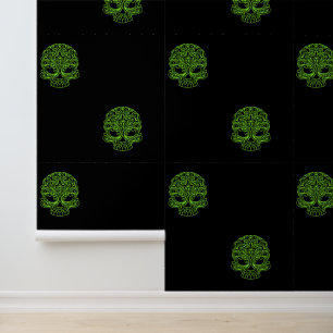 Papel Pintado Brillantes brotes de azúcar verde en negro
