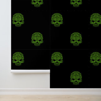 Papel Pintado Brillantes brotes de azúcar verde en negro