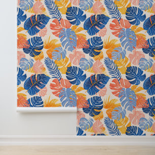 Papel Pintado Brillantes hojas de palmeras tropicales de verano