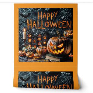 Papel Pintado Brillo de calabaza espeluznante - Decoración de Ha