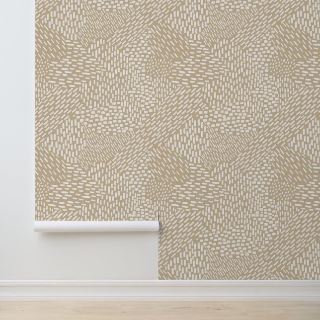 Papel Pintado Brotes de pincel abstracto moderno, blanco en beig (Solicitud)