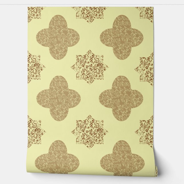 Papel Pintado Brown Floral Arabesque Wallpaper (Desenrollar)