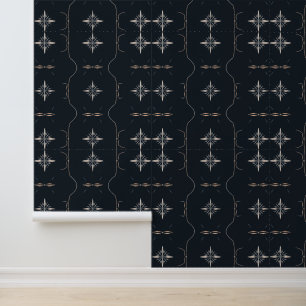 Papel Pintado Brújula celestial: elegante patrón Art Deco Star