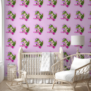Papel Pintado Bufanda Rosa de Punto de Cocodrilo Divertida