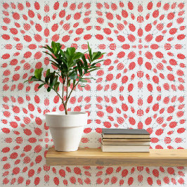 Papel Pintado Bugs and Beetles Pattern Red on Blue