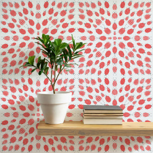 Papel Pintado Bugs and Beetles Pattern Red on Blue