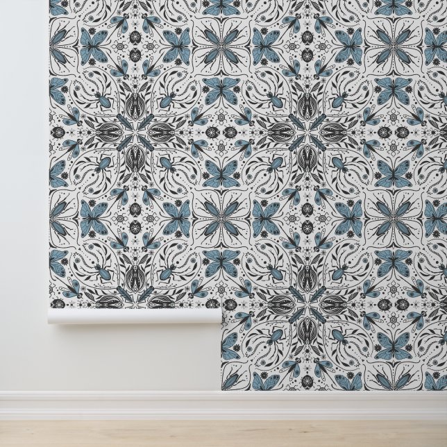 Papel Pintado Bugs, negro y azul (Solicitud)