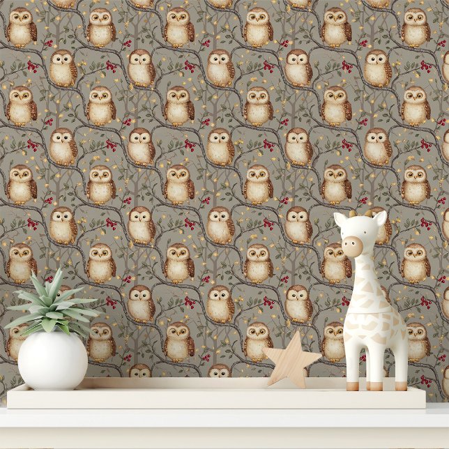 Papel Pintado Búho y rama caprichosos del bosque (Subido por el creador)