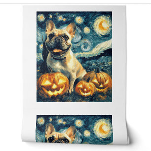 Papel Pintado Bulldog Francés de la noche estrellada de van gogh
