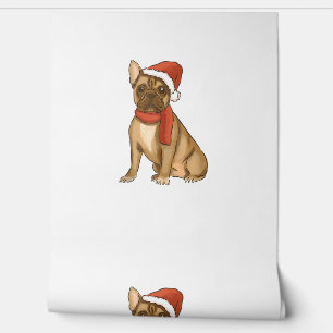 Papel Pintado Bulldog francés Santa Hat - Navidades divertidos
