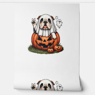 Papel Pintado Bulldog inglés divertido fantasma Boo Halloween mu