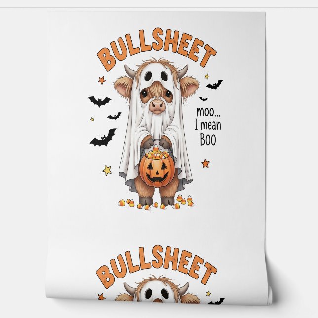 Papel Pintado Bullsheet Highland Cow Funny Ghost (Desenrollar)