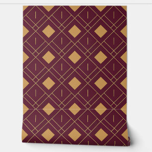Papel Pintado Burgundy moderno y patrón Art Deco Gold