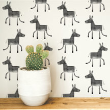 Burro Gris Blanco Patrón Divertido