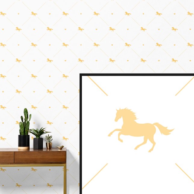Papel Pintado Caballo de oro amarillo en blanco (Subido por el creador)