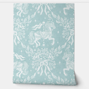 Papel Pintado Caballos de carrusel y flores de estilo rococó en