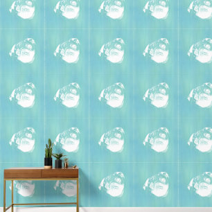 Papel Pintado Cabeza de Pug melancólica - líneas silueta 2