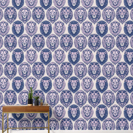 Papel Pintado Cabezas de león púrpura