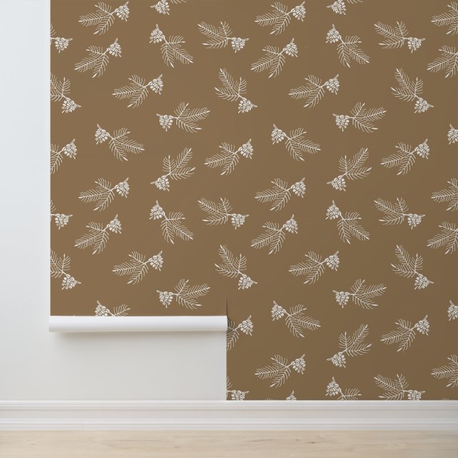 Papel Pintado Cabina de madera Tan Pine y Pinecone Pattern (Solicitud)