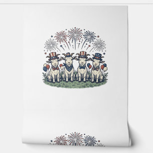 Papel Pintado Cabras Patrióticas Fuegos Artificiales Diseño Cami