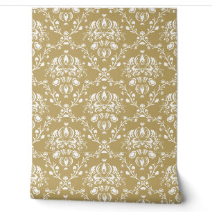 Papel Pintado Cacao marrón y damasco de crema