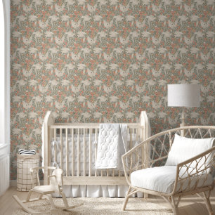 Papel Pintado Cacatúa y granada en beige grisáceo