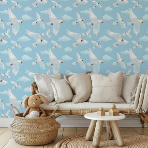 Papel Pintado Cacatúas voladoras en un día soleado