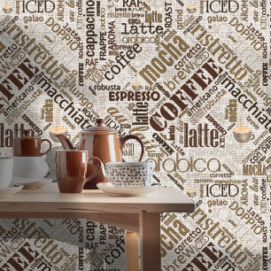 Papel Pintado Café en Burlap Word Cloud Brown ID283