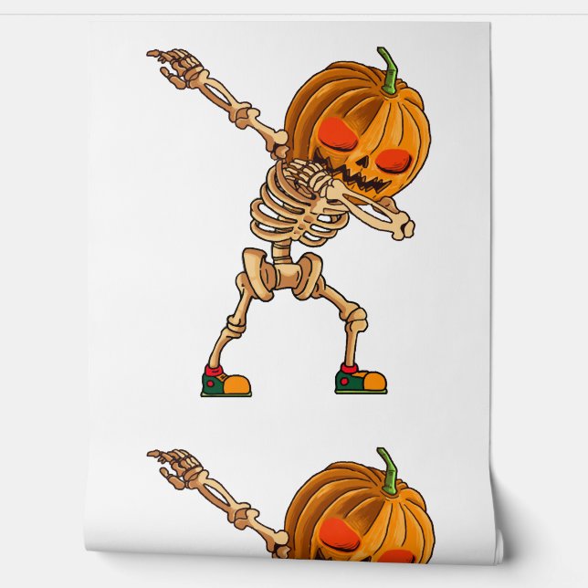 Papel Pintado Calabaza de Dabbing - Costuma de esqueleto asustad (Desenrollar)