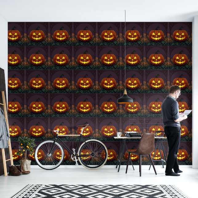 Papel Pintado Calabaza de Jack Estilo Gótico (Sala de estar)