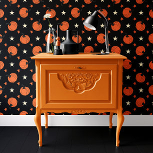 Papel Pintado Calabazas Negras y Naranjas Espeluznantes Estrella