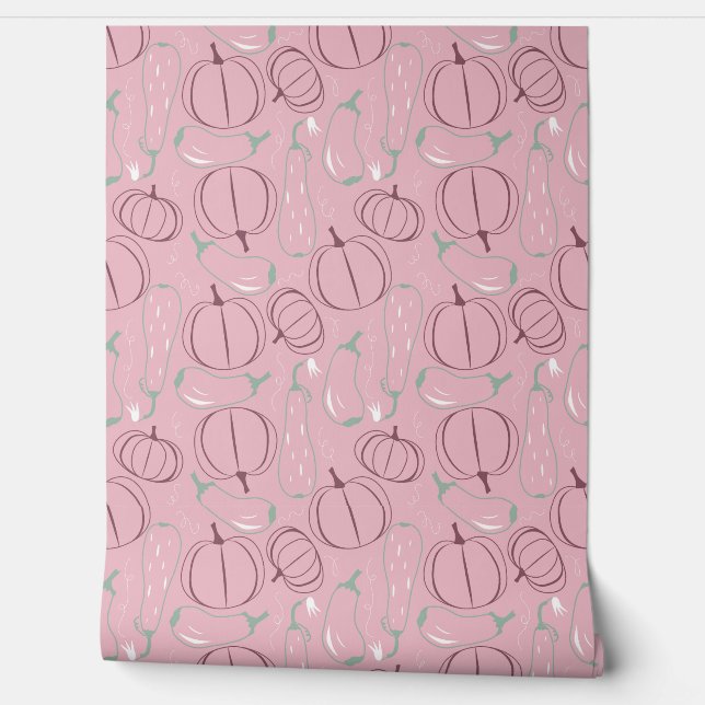 Papel Pintado calabazas y arte de la línea de patrones de zuccin (Desenrollar)