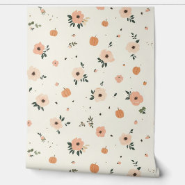 Papel Pintado Calabazas y flores