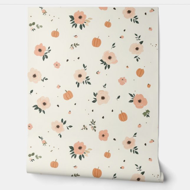 Papel Pintado Calabazas y flores (Desenrollar)