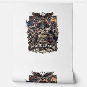 Papel Pintado Calavera Colonial Patriótica Comandante Oscuro Pat