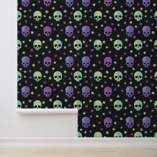 Papel Pintado Calaveras de neón estrelladas