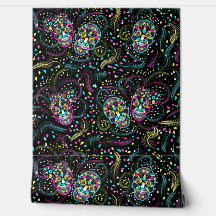 Calaveras espeluznantes coloridas abstractas Hallo