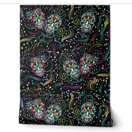 Papel Pintado Calaveras espeluznantes coloridas abstractas Hallo