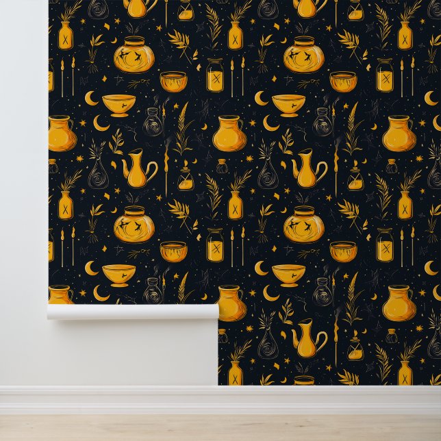Papel Pintado Calderos Y Pociones De Halloween (Solicitud)
