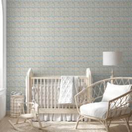 Papel Pintado Caléndula preppy grandmillennial floral onda raya