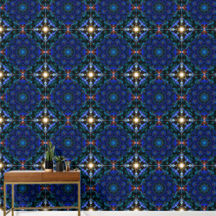 Papel Pintado Calidoscopio Azul Y Acuático, 